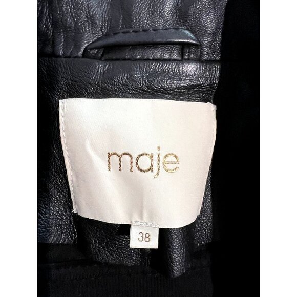 Maje Leather Jacket in Black - Picture 8 of 8